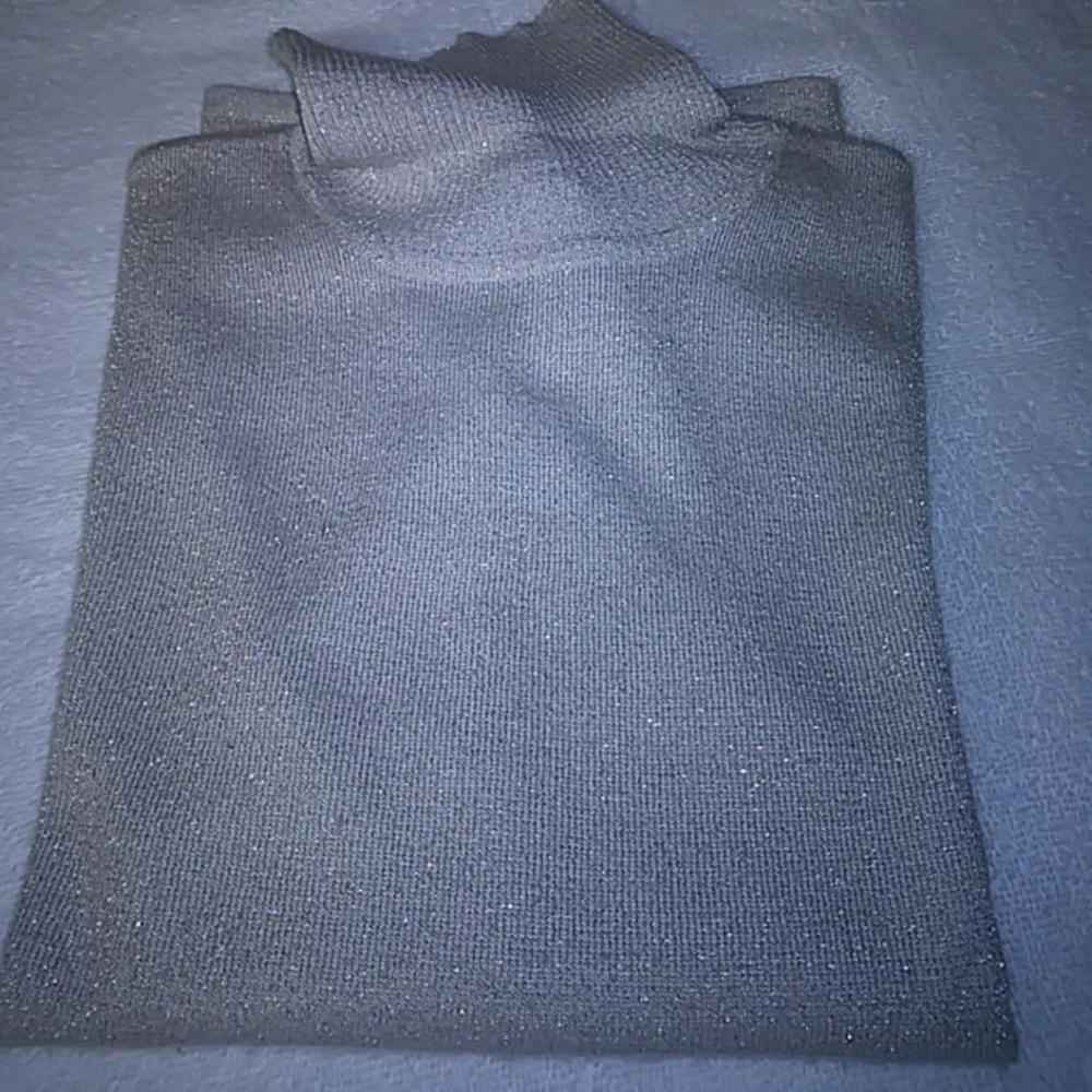 Susan Graver Style Turtleneck Metallic Sweater